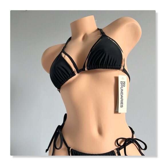 No Boundaries Two Tone Mesh Triangle String Bikini Sz S NWT - Picture 4 of 14
